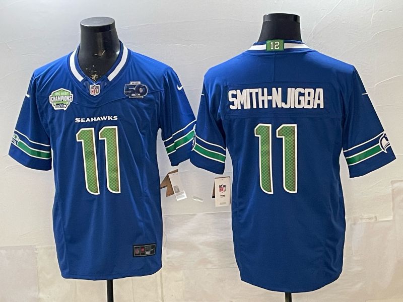 Men 2026 Seattle Seahawks #11 Smith-Hjigba Blue 6th generations Nike Limited NFL Jersey style 005